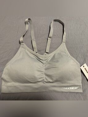 Skechers Light Gray Seamless Padded Sports Bra with Adjustable Straps Size XL